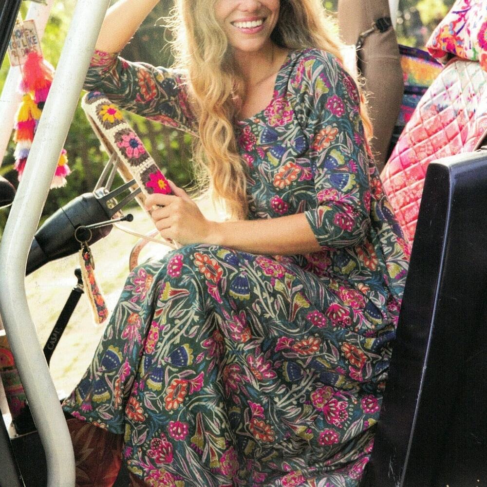 Natural Life Floral Lottie Sweater Knit Long Dress with Pockets